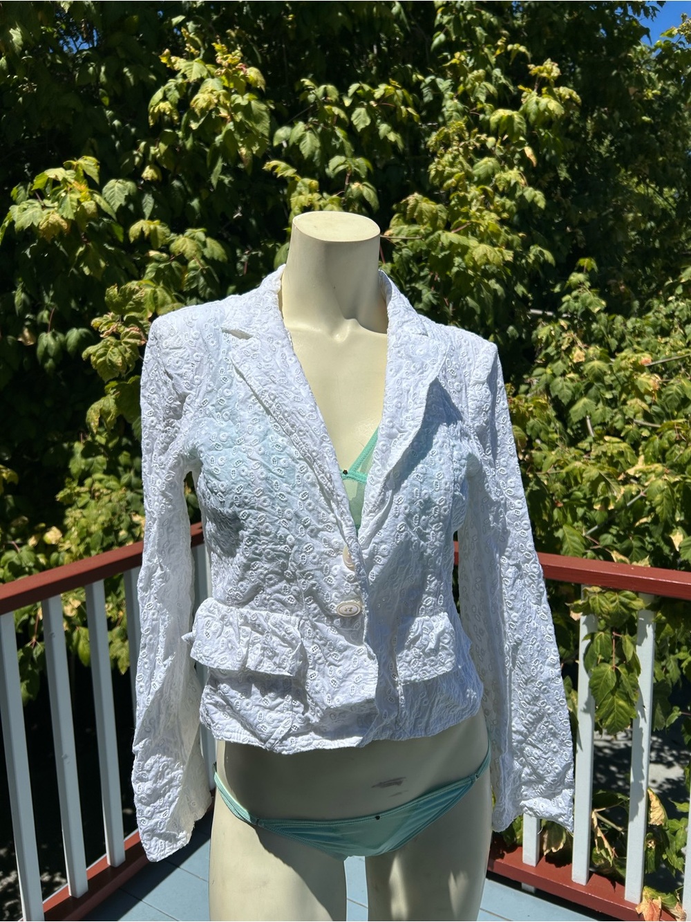 Eyelet Lace Peplum Blazer Suit Jacket